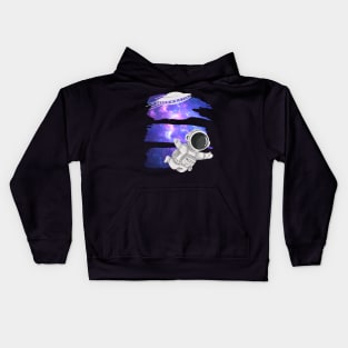 Floating astronaut Ufo alien abduction funny cute spaceship moon mars cosmic space Kids Hoodie